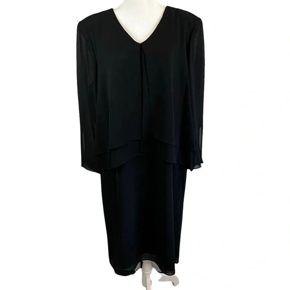 vintage PATRA STENAY Layered Lined Black Dress Crystal Buttons Size 14 - Picture 3 of 12